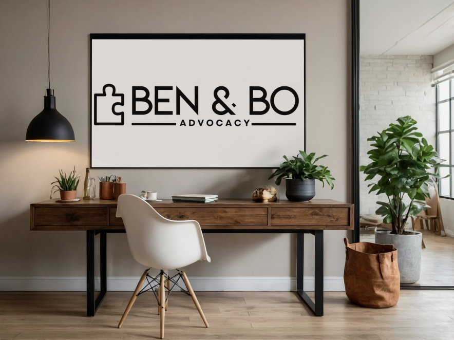 Ben & Bo logo on interior office signage