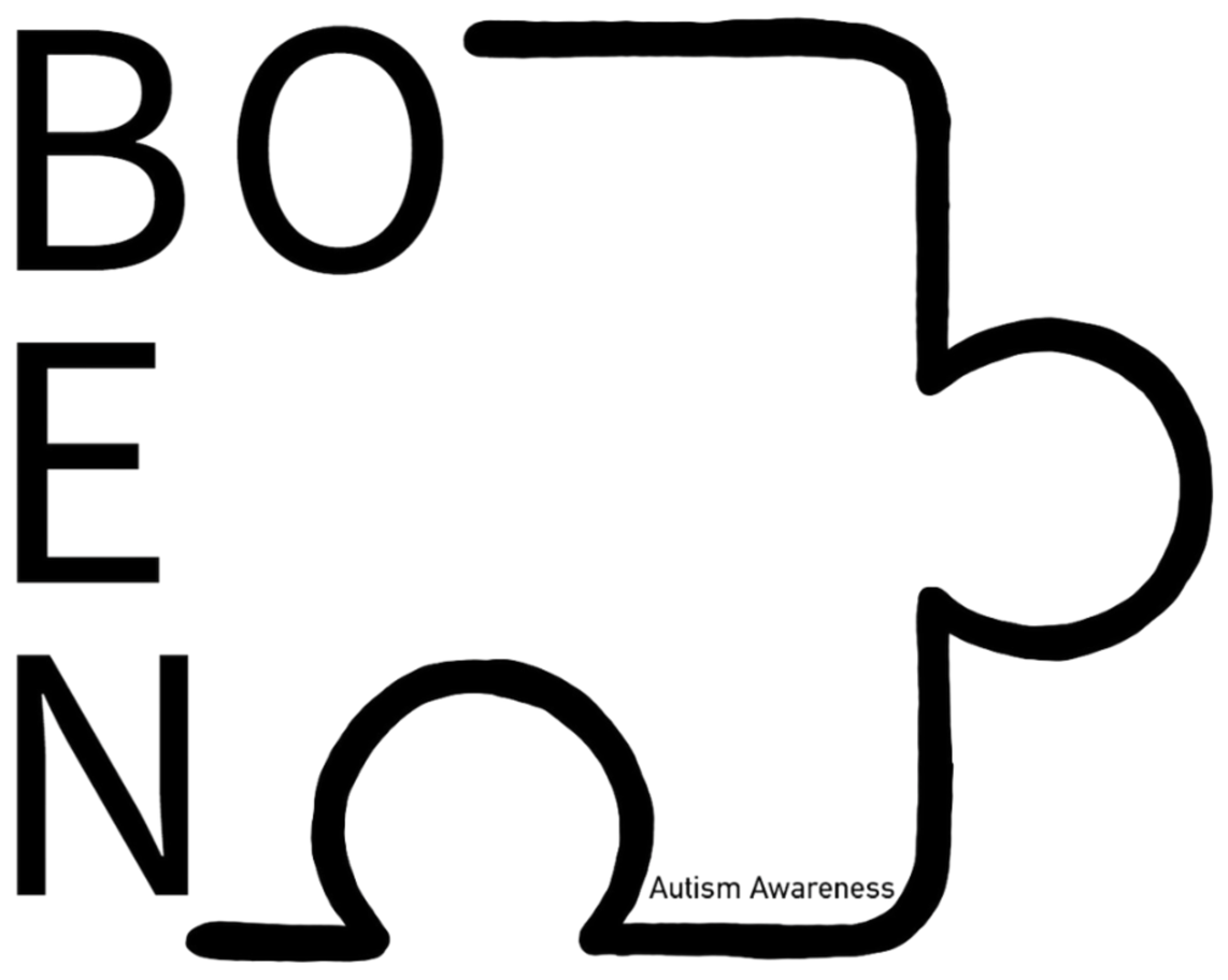 First concept, a BO/EN puzzle-piece monogram for autism awareness