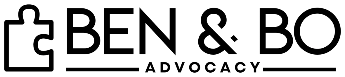 Final Ben & Bo Advocacy wordmark with a connected puzzle icon