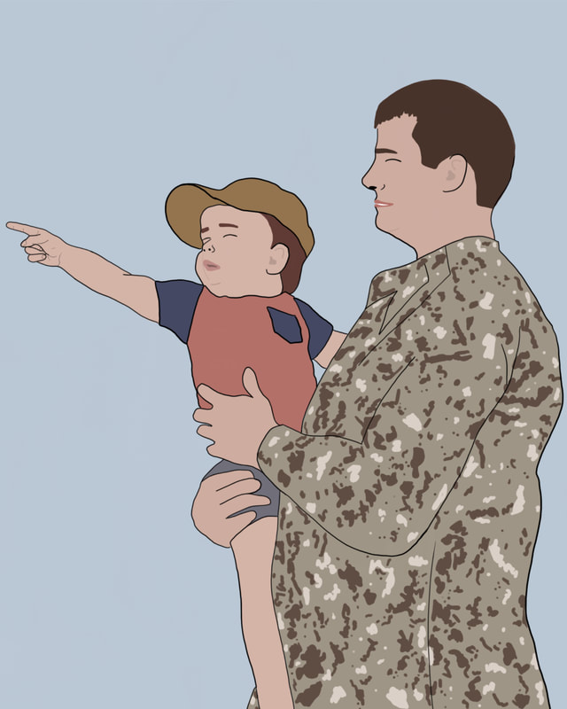 Father and child illustration